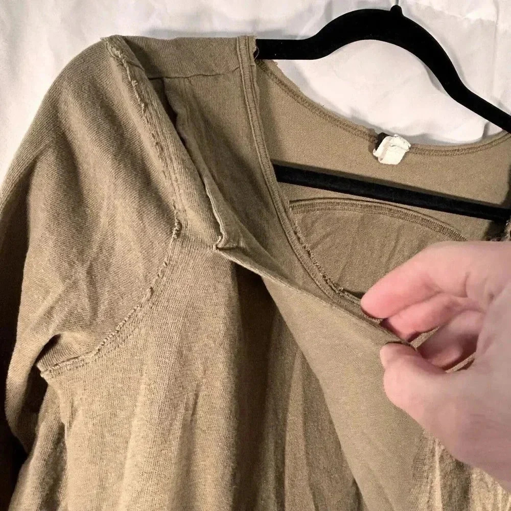 We the Free Blouse Women's Small Green Round Neck Partial Wrap 3/4 Sleeve - Picture 7 of 11